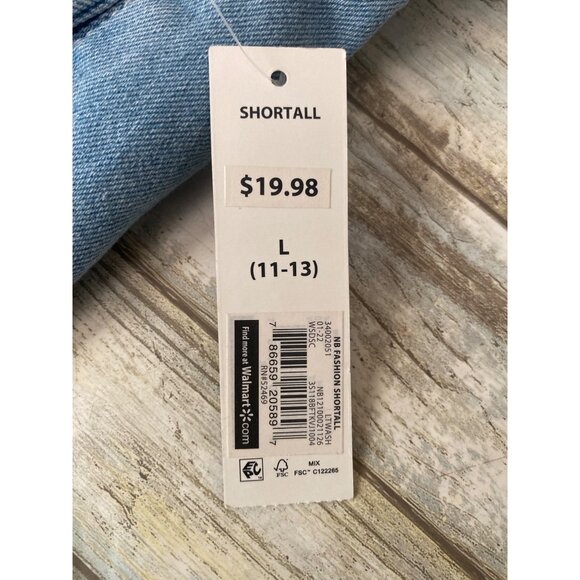 No Boundaries Denim Shortalls Floral Embroidered Size L (11-13) NWT - Picture 8 of 11